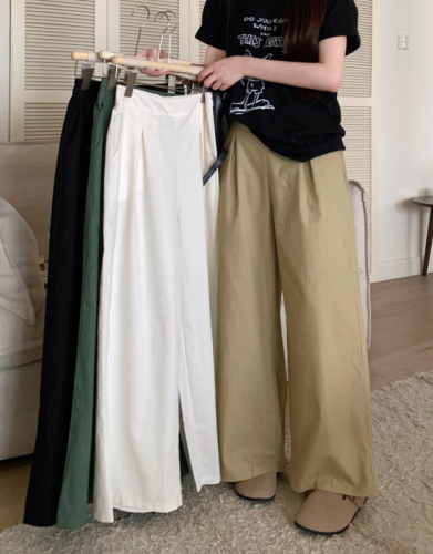 Solid Color Wide Leg Pants Women's Drapey Loose High Waist Pants New Casual Pants Floor-Mopping Pants