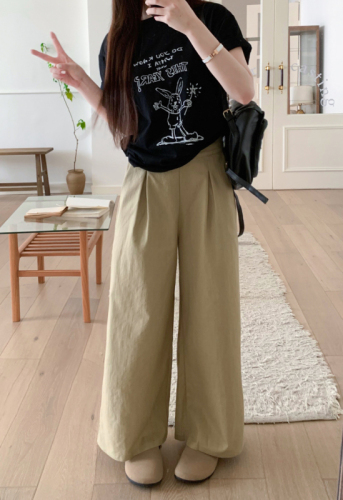 Solid Color Wide Leg Pants Women's Drapey Loose High Waist Pants New Casual Pants Floor-Mopping Pants