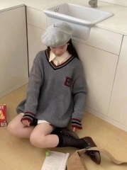 Knitted top with long sleeves, versatile and fashionable