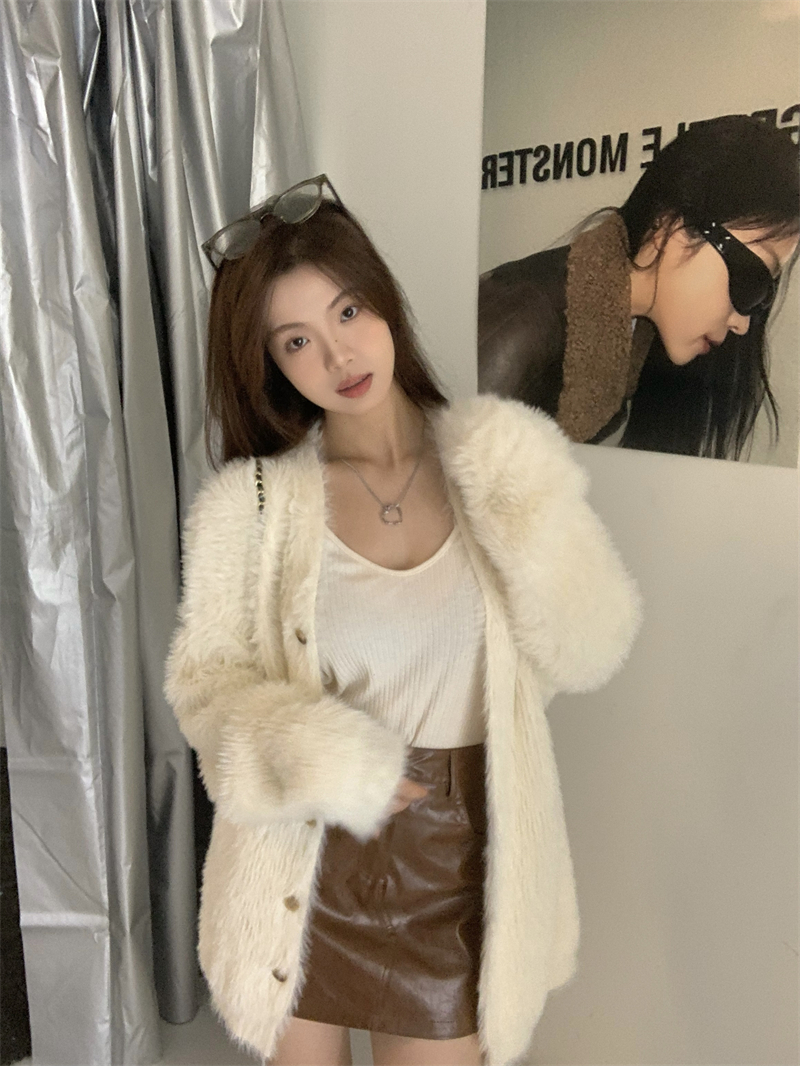 Actual shot ~ Korean style lazy imitation mink warm fufu sweater cardigan jacket