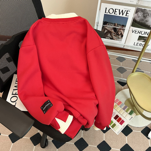 Real shot of Chinese cotton composite genuine super plus velvet fake two-piece sweatshirt winter half turtleneck thermal top plus size women's 200 pounds