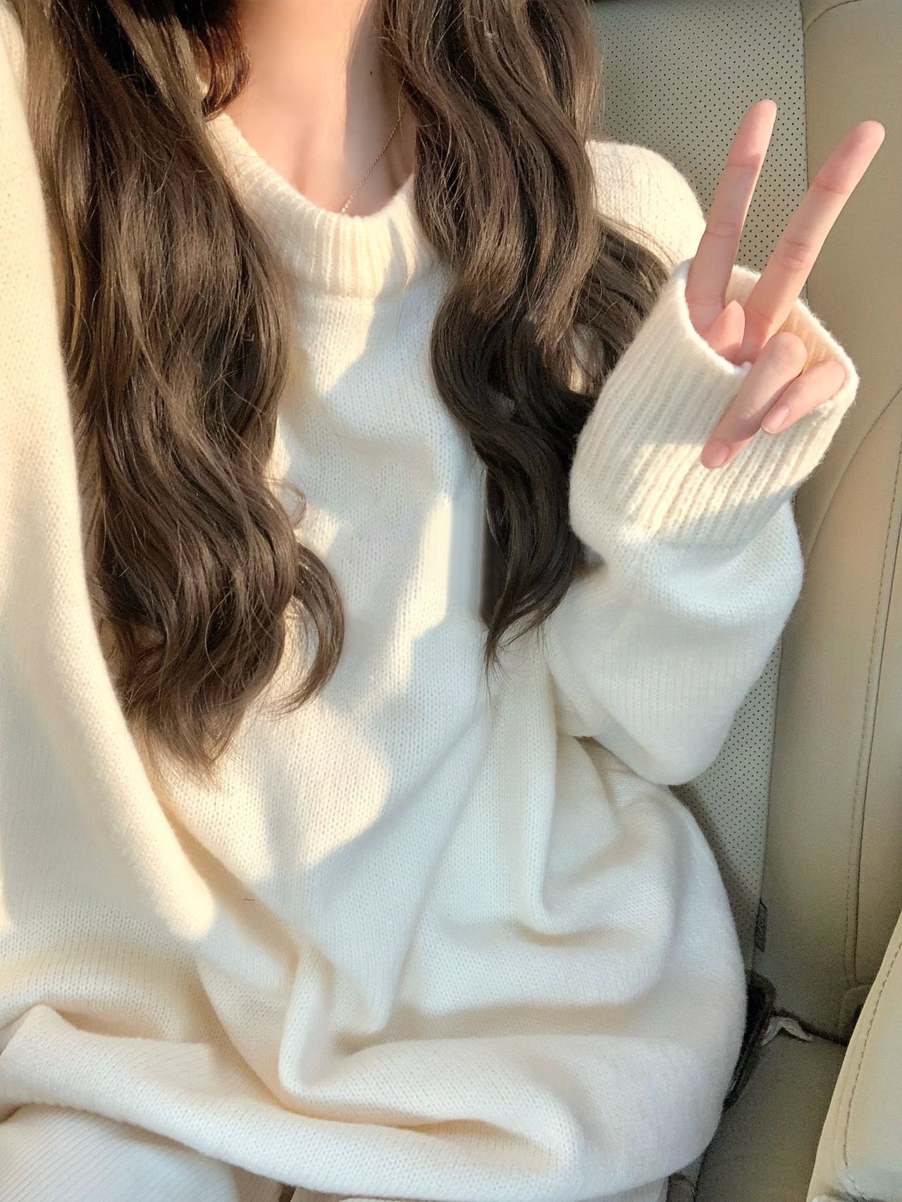 高級感穿搭溫柔風奶fufu軟糯大碼寬鬆秋冬內搭外穿純色針織毛衣女