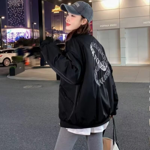 Popular trendy temperament, versatile ins fashion, new letter printed baseball uniform, short jacket, Harajuku simple literature and art