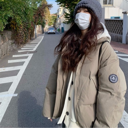 Hong Kong style student textured assault flying cotton jacket for women 2024 winter new work jacket cotton jacket baseball jacket for women