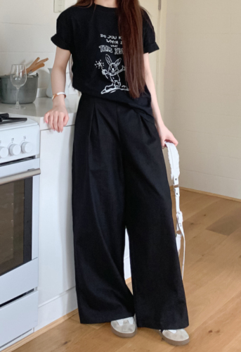 Solid Color Wide Leg Pants Women's Drapey Loose High Waist Pants New Casual Pants Floor-Mopping Pants