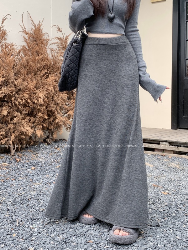 New autumn and winter slimming glutinous rice skirt mid-length skirt slimming knitted skirt for women