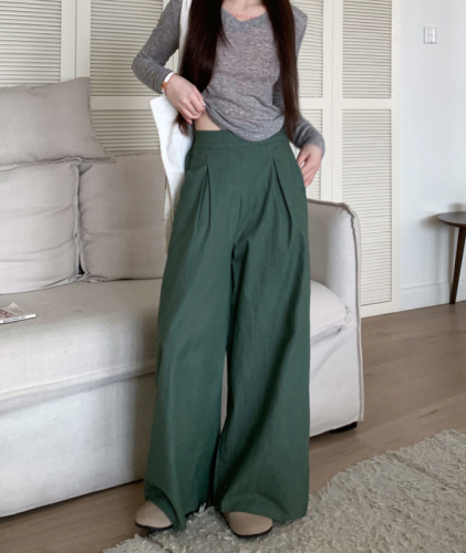 Solid Color Wide Leg Pants Women's Drapey Loose High Waist Pants New Casual Pants Floor-Mopping Pants