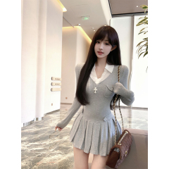 Photographed Fall Season Patchwork Two-Piece Dress