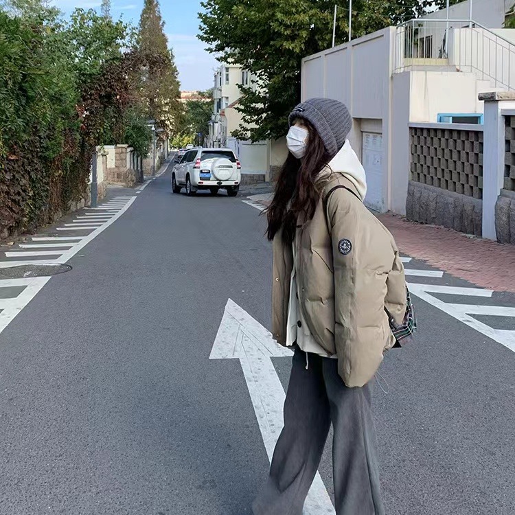 Huanghuangjia Charge Flying Down Jacket Women's 2024 Winter New Workwear Jacket Cotton Jacket Baseball Jacket Women's Trendy