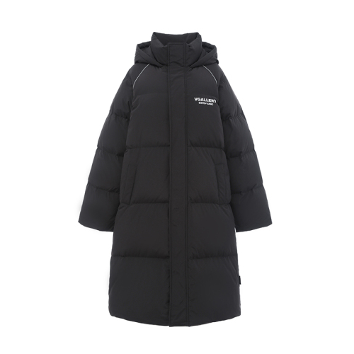 Off-white long down jacket for women 2024 winter new mid-length cotton coat Korean style thickened over-the-knee couple coat