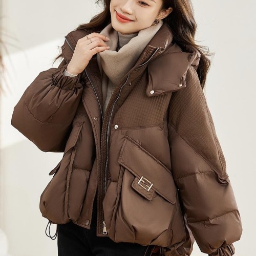 Cape down cotton coat women's short 2024 winter new loose thickened cotton coat small popular coat