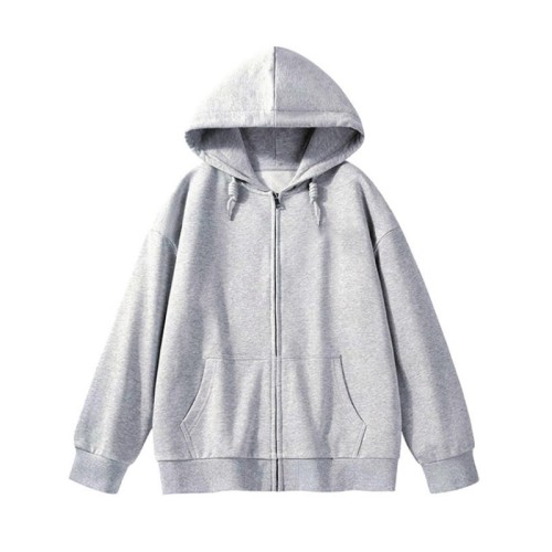 Jacket spring and autumn 2024 new early autumn oversize zipper gray hooded design niche sweatshirt for women