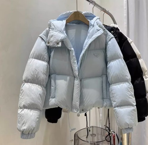 Milk fufu blue detachable sleeves down jacket for women winter 2024 new design short vest and bread jacket