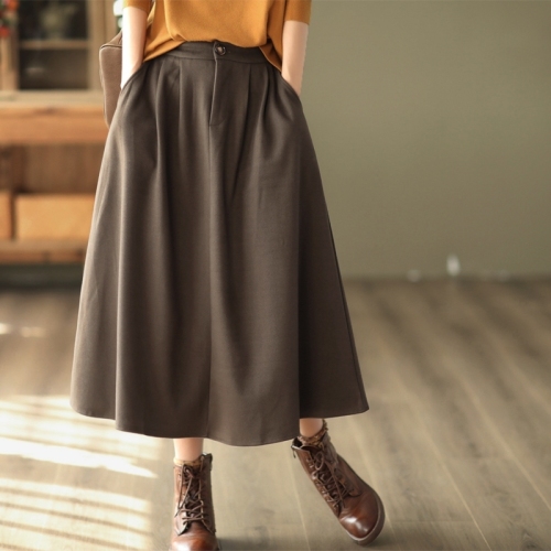 Yuanyuan Meiyi's new fashionable Roman cloth skirt for women with semi-elastic waist slimming A-line skirt mid-length skirt for women