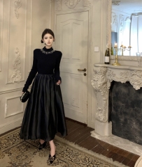 Real Photos Level Ballet French Pearl Volume Retro Top Underdress Luxurious Slimming Skirt