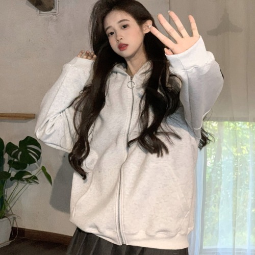 Real shot of sweatshirts for men and women, couple wear, spring and autumn thin section 2024, loose cardigan jacket, hooded Korean top, 200 pounds