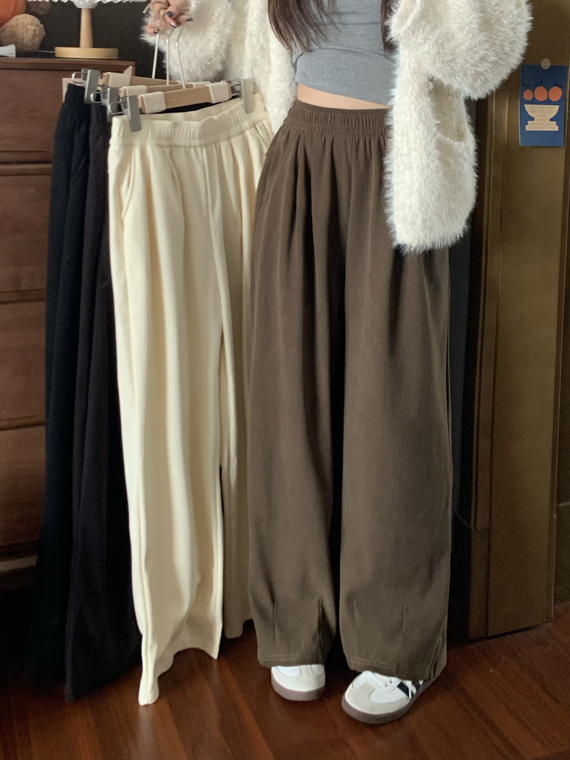 Photographed Autumn/Winter Corduroy Thickened Drop Waist Straight Casual Yamamoto Pants Versatile Slimming Long Pants for Strolling