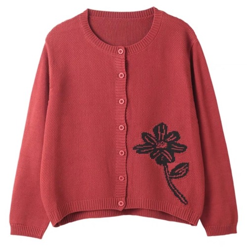 Autumn and winter Korean style large size flesh-covering embroidered cardigan retro casual sweater jacket for women 2024 new style