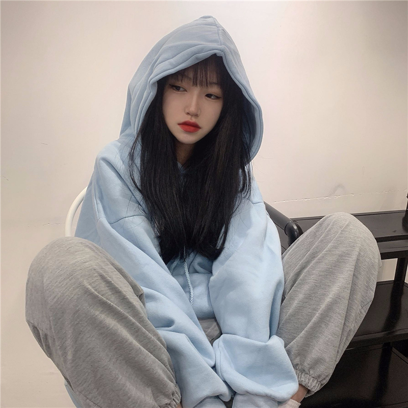 Official photo fleece 250g / David's hooded autumn and winter sweatshirt for women plus fleece