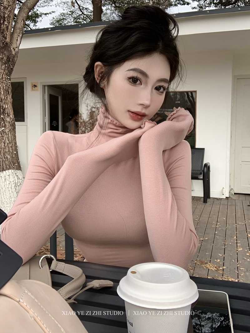Real shot autumn and winter new basic style versatile elastic slimming fleece lining undergarment 