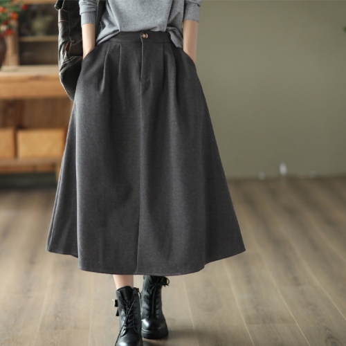 Yuanyuan Meiyi's new fashionable Roman cloth skirt for women with semi-elastic waist slimming A-line skirt mid-length skirt for women