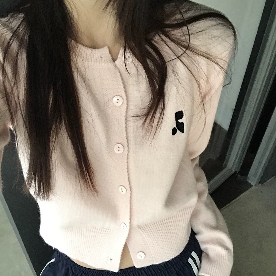 Xinbangbang Dairy Girl Embroidered Short-Sleeve Knit Cardigan Coat 2024 Early Autumn New Arrival Youthful Coat