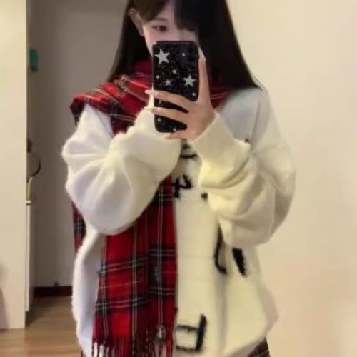 日系慵懒风水貂绒毛衣外套女秋冬加厚高级感oversize软糯针织上衣