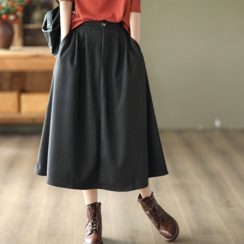 Yuanyuan Meiyi's new fashionable Roman cloth skirt for women with semi-elastic waist slimming A-line skirt mid-length skirt for women