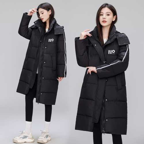 2024 Winter New Korean Style Large Quilt Down Jacket Women's Long Over-the-Knee Thickened Loose Jacket