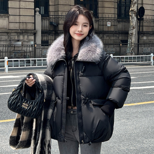 2024 new down jacket women's short style Korean style loose thickened hooded bread jacket