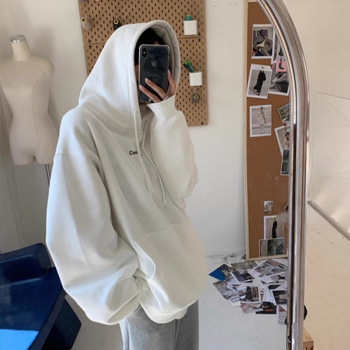 Imitation cotton Chinese cotton composite milk silk 320g silver fox velvet 420g round neck hooded double hood loose sweatshirt