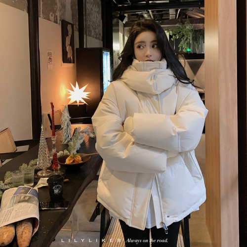 Milk blue down jacket 2024 new style thickened niche design bread winter cotton coat for men and women couples