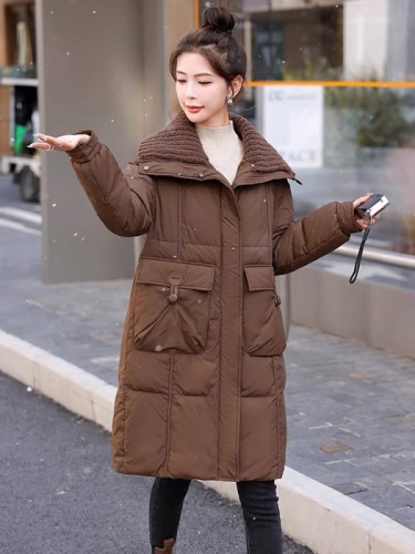 Winter 2024 medium-length down cotton jacket for women new fashion loose thickened warm high-end cotton jacket