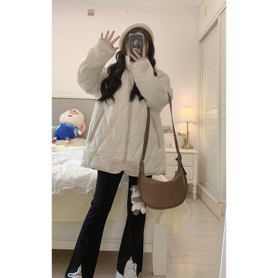 Winter new American student Korean cotton coat women's cotton coat rhombus quilted jacket oversize trendy