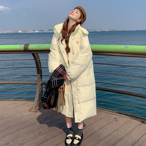 Milk fufu yellow down jacket for women 2024 new winter cotton coat Korean style sweet and cute mid-length cotton coat bread coat