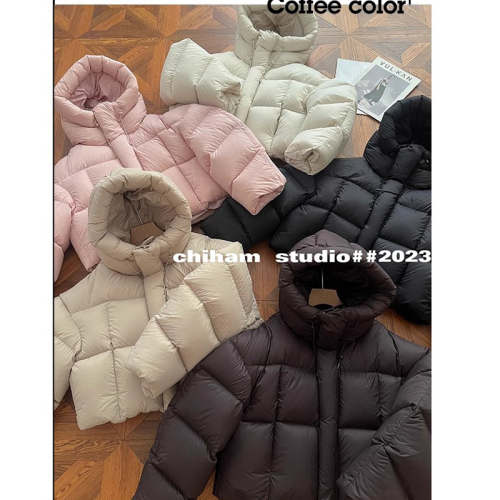 Puff Short Down Jacket Women's 2024 Winter New American Ken Bean Bread Jacket Hello Coffee Color Hooded Jacket