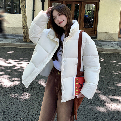 Short down cotton jacket for women 2024 autumn and winter new Korean style loose solid color thickened small man jacket trendy