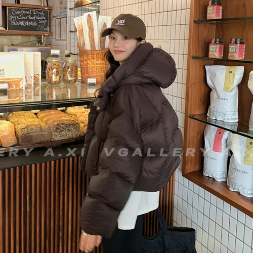 Puff American short down jacket for women winter 2024 new coffee color Kendou high-end thickened bread jacket