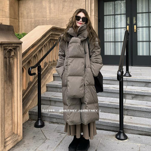 Xiaojunjun Britney Winter Warmth Hanging A large winter quilt scarf long cotton coat down jacket for women