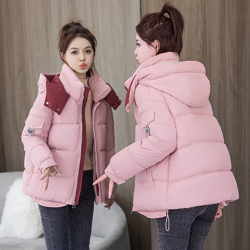 Down cotton coat women's short 2024 winter Korean style new cotton coat thickened college style bread coat