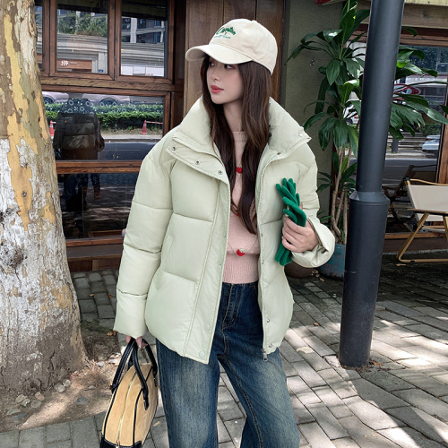 Short down cotton jacket for women 2024 autumn and winter new Korean style loose solid color thickened small man jacket trendy