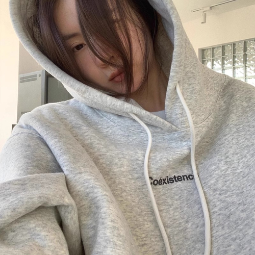 Imitation cotton Chinese cotton composite milk silk 320g silver fox velvet 420g round neck hooded double hood loose sweatshirt