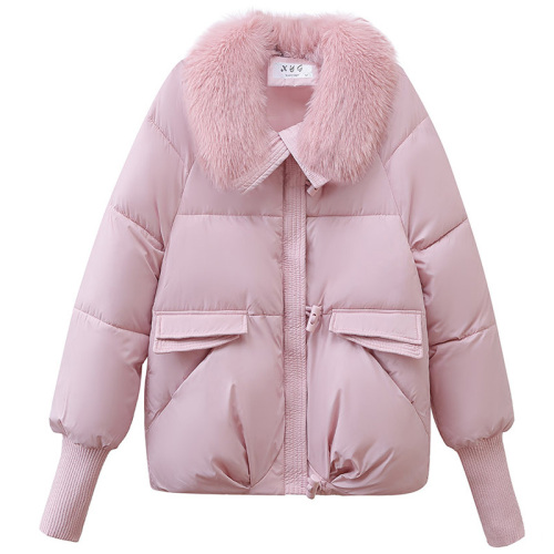 2024 new down jacket women's short style Korean style loose thickened hooded bread jacket