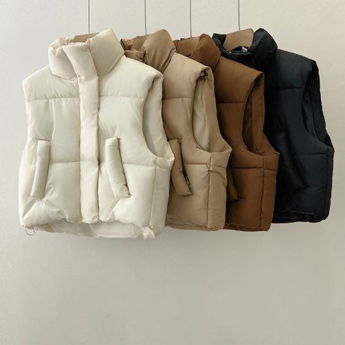 Down cotton vest women's short 2024 versatile cotton vest winter new sleeveless vest vest jacket