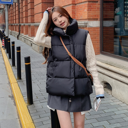 Korean style short vest, thickened, small, loose, fashionable Hong Kong style student down cotton jacket for women