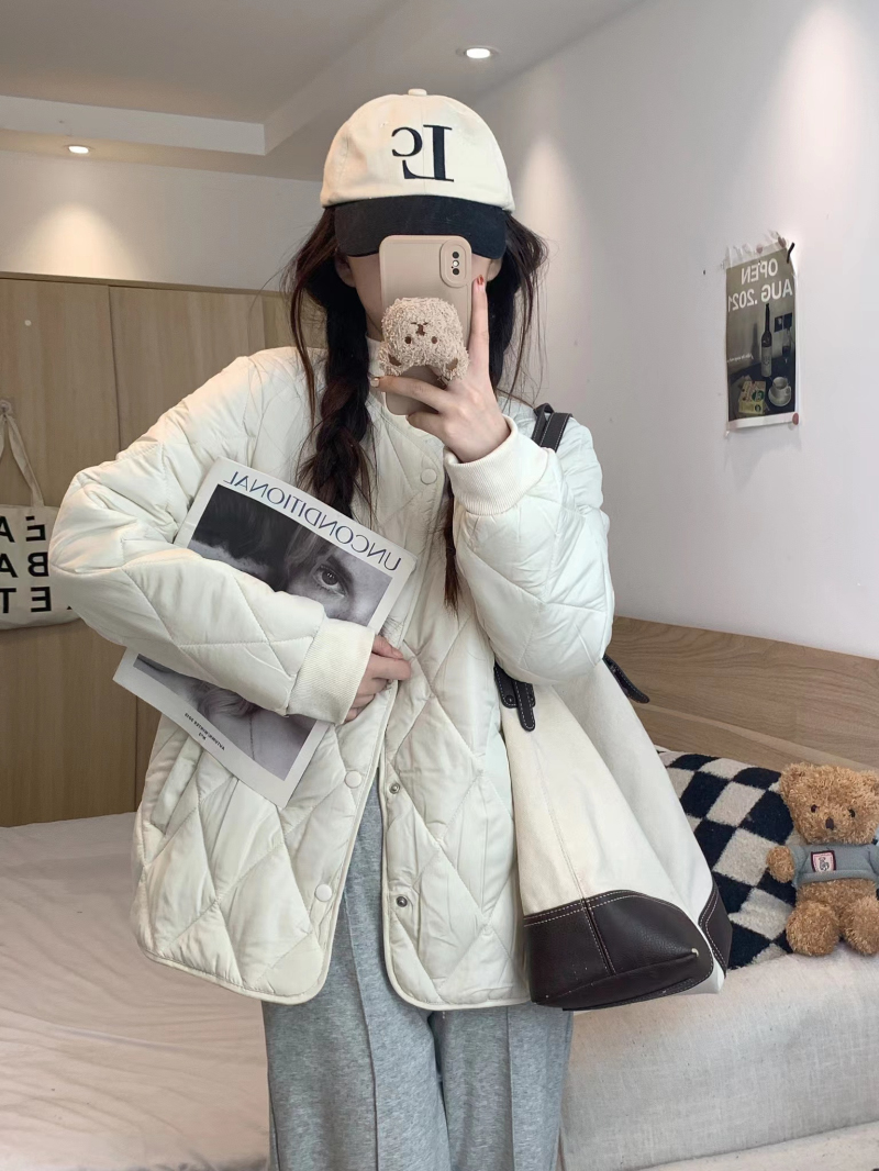 Actual shot Korean style short down jacket for women thickened warm casual casual simple temperament versatile jacket