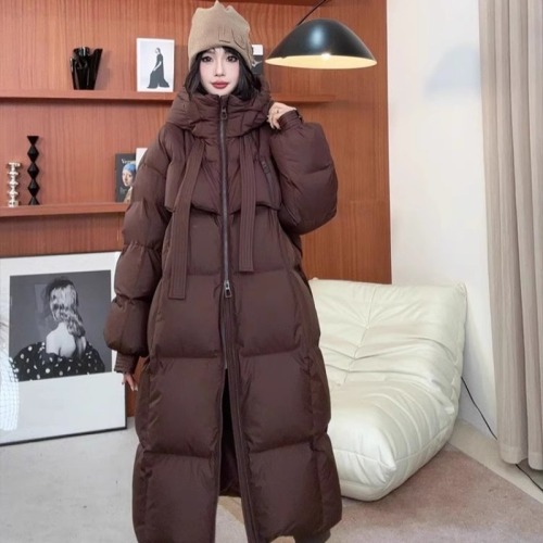 Korean version of high-quality large quilt thickened 2024 winter new loose down jacket women's long knee-length cotton jacket