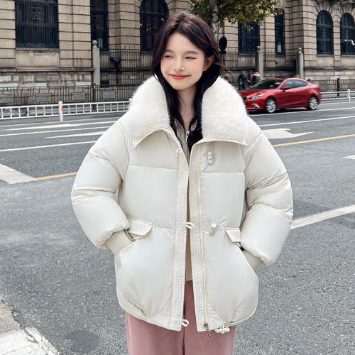 2024 new down jacket women's short style Korean style loose thickened hooded bread jacket