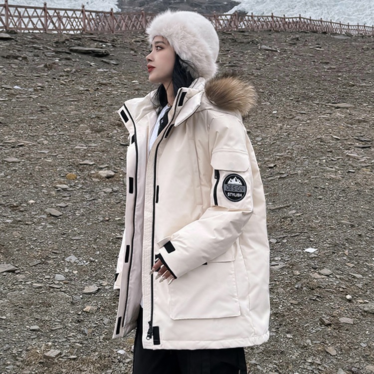 American style thickened hooded cotton coat women's 2024 winter new loose cotton jacket workwear jacket