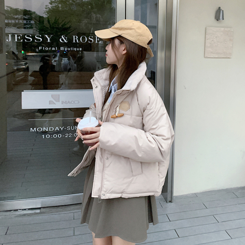 Sleepy Rabbit Horn Button Bread Jacket Women's Winter Thickened Down Cotton Jacket Loose Little People's Cotton Jacket